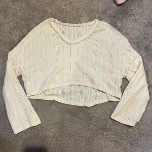 Cream Textured Women's Crop Top